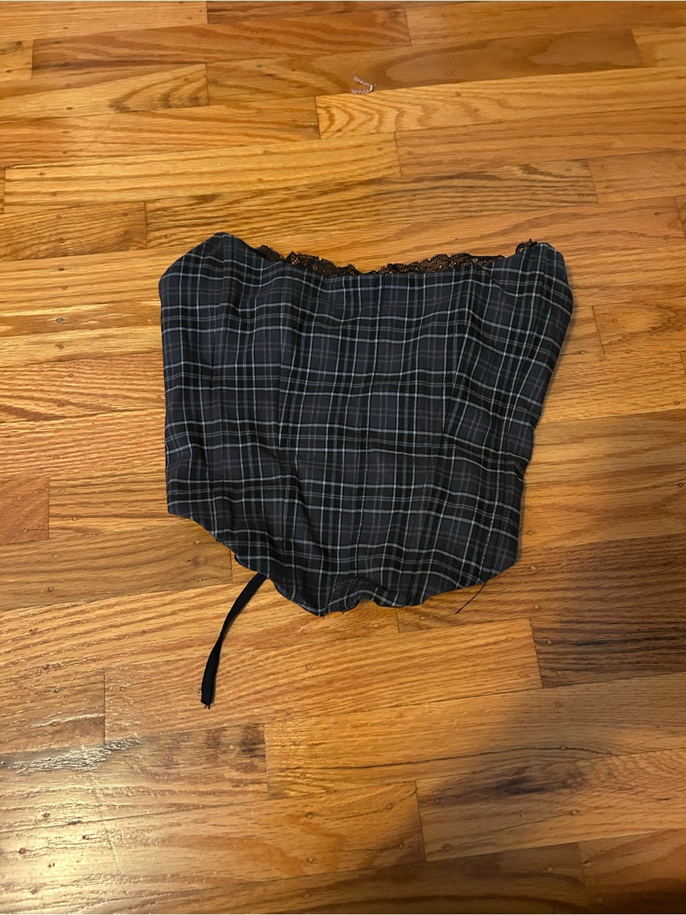 Garage Plaid Black Corset-Style Top